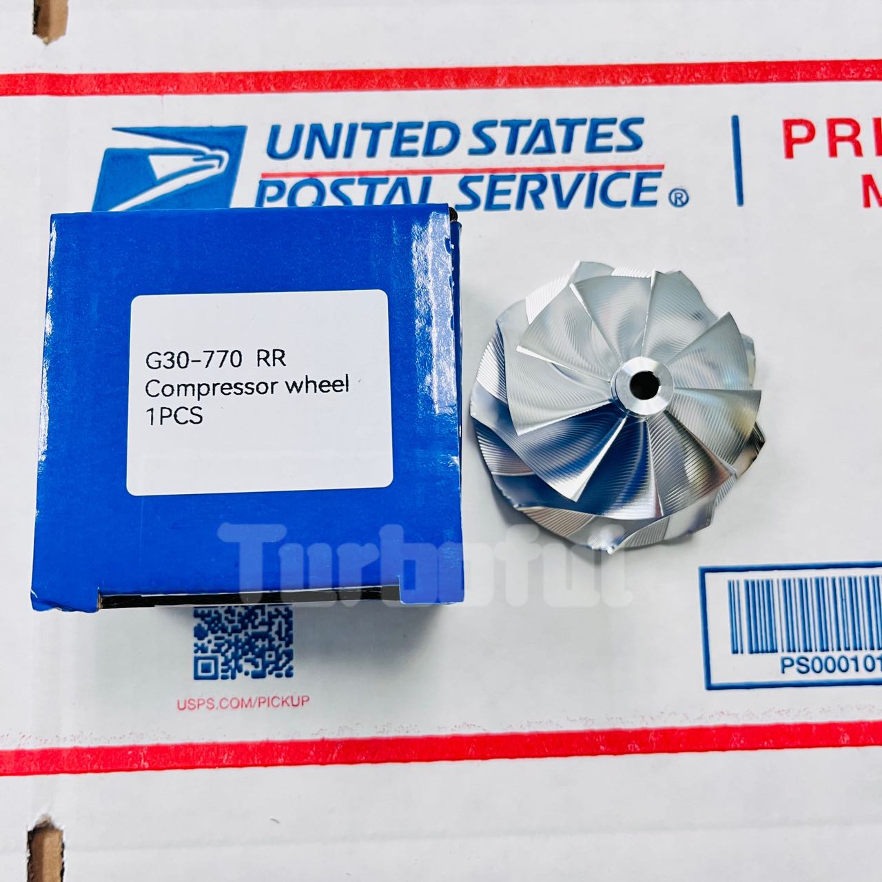 Billet Point Milled Turbocharger Compressor Wheel for G30-770 Reverse Rotation